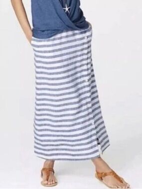 J.Jill Love Linen Women Striped Midi Skirt MP